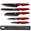 Sada nejpoužívanějších kuchyňských nožů z kolekce Burgundy Metallic Line v kombinaci černé a červené barvy. Navíc s praktickým magnetickým držákem na stěnu či zeď, na kterém budou nože vždy přehledně uskladněny. Čepele jsou z nerezové ...