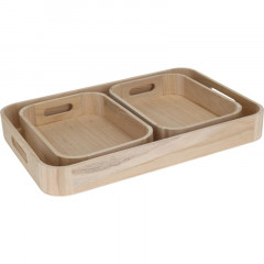 EXCELLENT HOUSEWARE Tác servírovací dřevo sada 3 ks světle hnědá KO-MB5000180