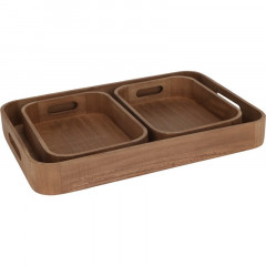 EXCELLENT HOUSEWARE Tác servírovací dřevo sada 3 ks tmavě hnědá KO-MB5000190