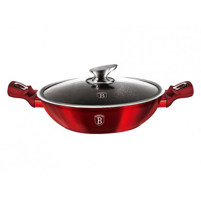 BERLINGERHAUS Pánev Wok s poklicí 30 cm Burgundy Metallic Line BH-7110