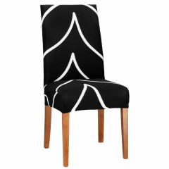 Potah na židli elastický, černo-bílý, abstrakt SPRINGOS SPANDEX