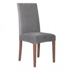 Potah na židli elastický, tmavě šedý samet SPRINGOS SPANDEX