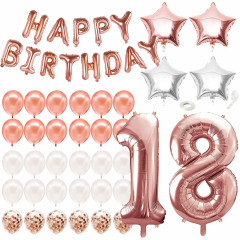 Sada narozeninových balónků HAPPY BIRTHDAY, růžovo-stříbrné SPRINGOS PS0024