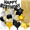 Sada narozeninových balónků HAPPY BIRTHDAY černo-zlaté SPRINGOS PS0032