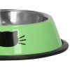 Miska pro kočku 15 cm protiskluzová, nerezová/zelená SPRINGOS