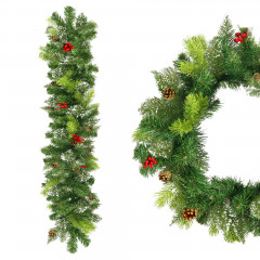 Vánoční řetěz Girlanda z větviček a zdobením 100 cm, zelená