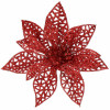 Umělá vánoční hvězda s klipem dokonale doplní vánoční výzdobu. Detailně prolamovaný květ se třpytkami a umělým sněhem vytváří jedinečný efekt námrazy. Díky spodnímu klipu se snadno připevňuje. Velikost 9x9 cm, červená barva. 