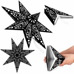 Vánoční ozdoby - Hvězda z papíru 50 cm, černá