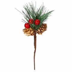 Větvička s jeřebinami a šiškami 20 cm