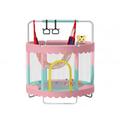Dětská trampolína SEDCO 122 cm s ochrannou sítí a vybavením - růžová