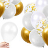 Sada narozeninových balónků, 50 ks bílo-zlaté SPRINGOS PS0043 