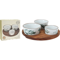 EXCELLENT HOUSEWARE Sada misek na pochutiny servírovací s kulatým tácem 4 ks KO-210000930