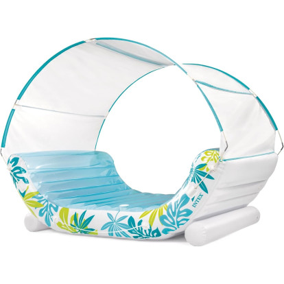 Nafukovací lehátko Tropical Canopy Lounge Intex 56294 - bílá/modrá