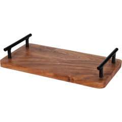 EXCELLENT HOUSEWARE Podnos servírovací 30 x 15 cm dřevěný s kovovými úchyty KO-A93000440
