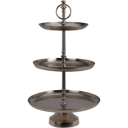 EXCELLENT HOUSEWARE Etažér třípatrový kovový 30 x 50 cm stříbrná KO-A67101540