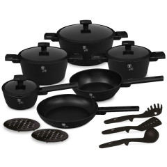 BERLINGERHAUS Sada nádobí s titanovým povrchem 15 ks Matte Black Collection BH-8198