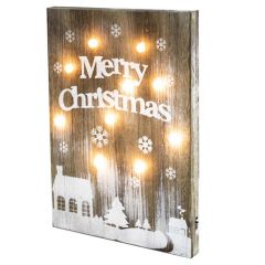 LED obraz Merry Christmas 40x30 cm - 10LED, 3xAAA, teplá bílá